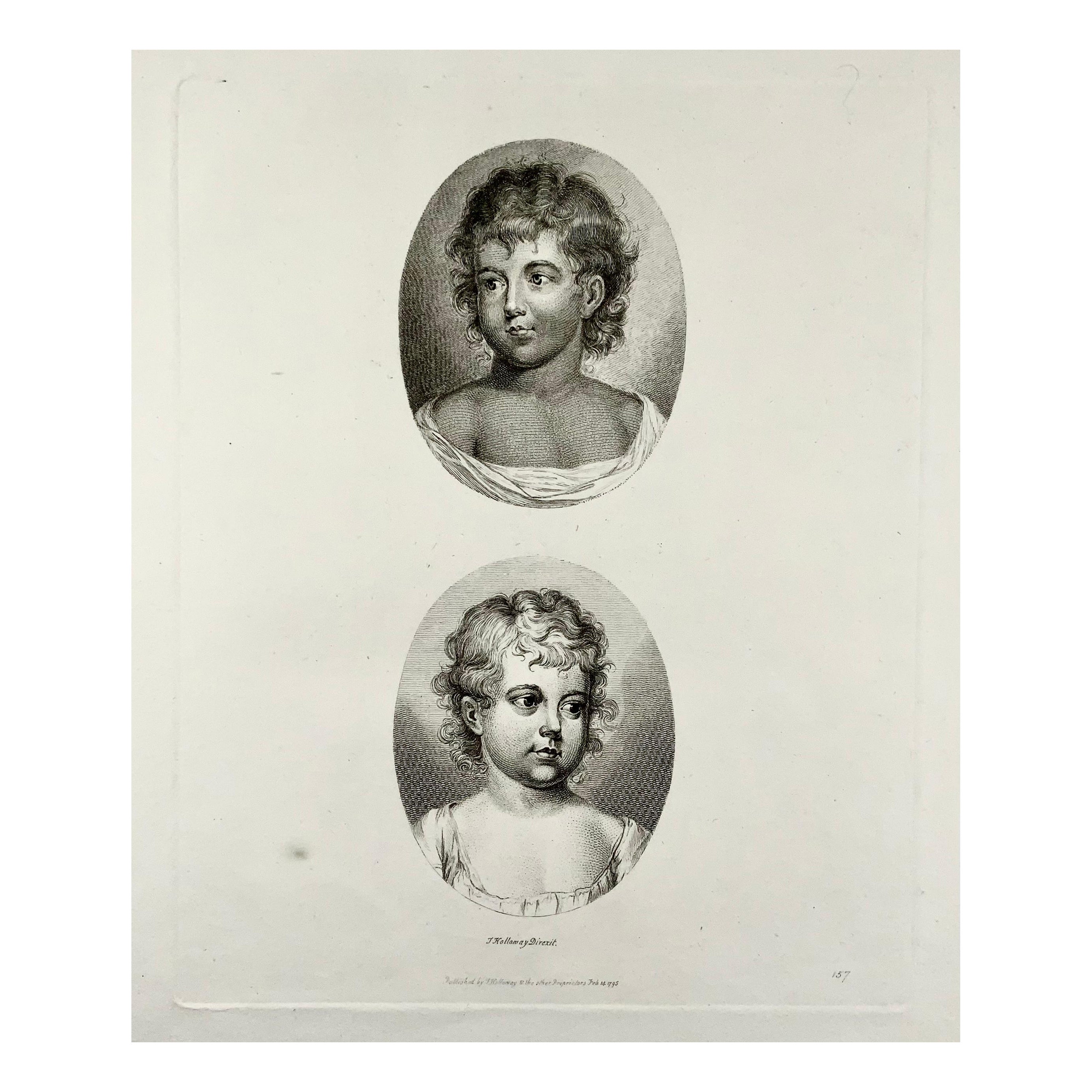 Thomas Holloway, Unusual Folio Engraving of Young Children For Sale