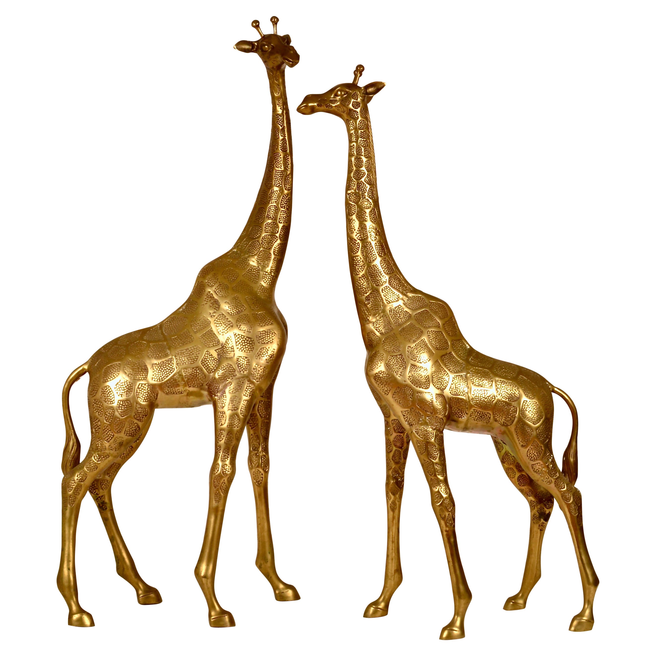 Pair of Large Brass Giraffe Floor Statues at 1stDibs | brass giraffe