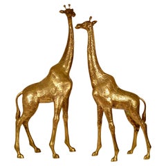 Vintage Large Brass Giraffes