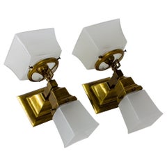 Used Late 19th Century Mission Style Gas and Electric Sconces, a Pair