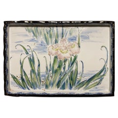 Japanese Hand Painted and Gilt Porcelain Tray with Floral Decoration
