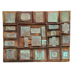 Carved Wood and Copper Art Panel