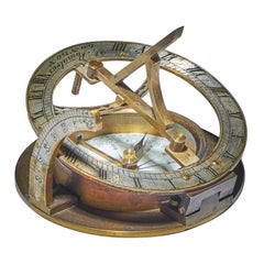 Sundial de poche équinoctial du 19ème siècle dans son coffret d'origine, signé V. Simalvico