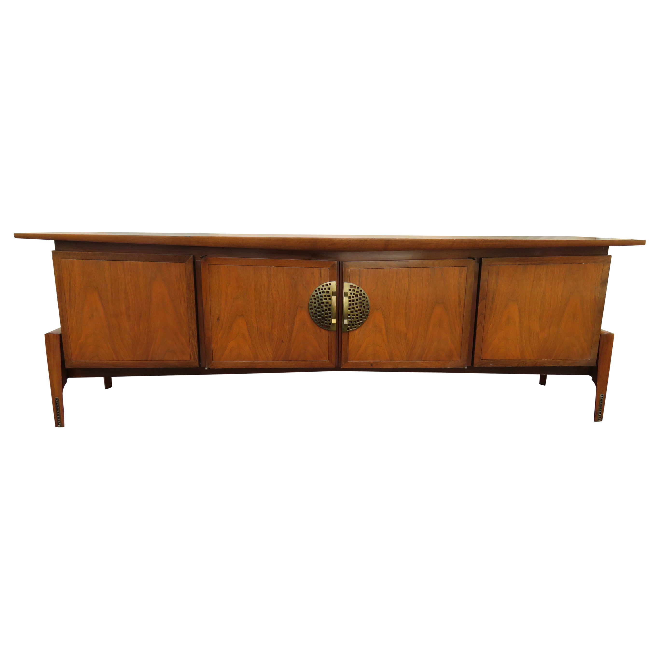 Stunning Hobey Helen Baker Floating Asian Style Credenza Hutch Mid-Century For Sale