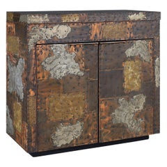 Vintage Patchwork Fliptop Bar Cabinet by Paul Evans for Directional