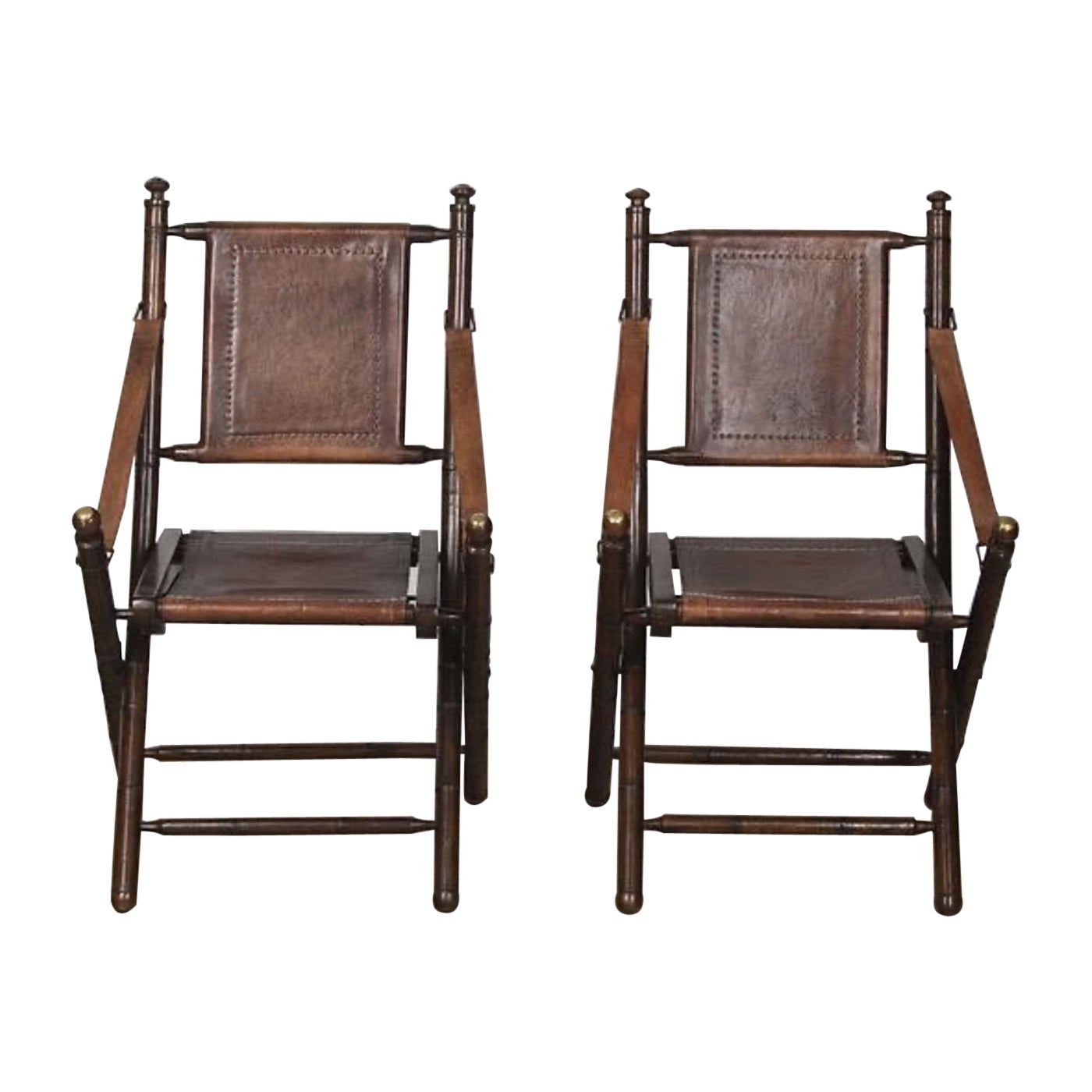 Pair of Leather 1950s Peruvian Folding Chairs at 1stDibs