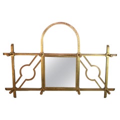 Austrian Art Deco Embossed Bronze Mirrored Coat Rack, 1920's