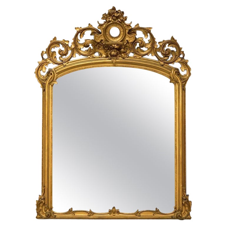 Antique Oversized Victorian Giltwood Over Mantle Mirror 19th C at 1stDibs