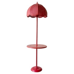 Mid-Century Modern Red Floor Lamp/Side Table