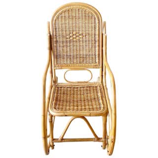 Restored Rare Snake Arm Rattan Rocking Child Chair at 1stDibs