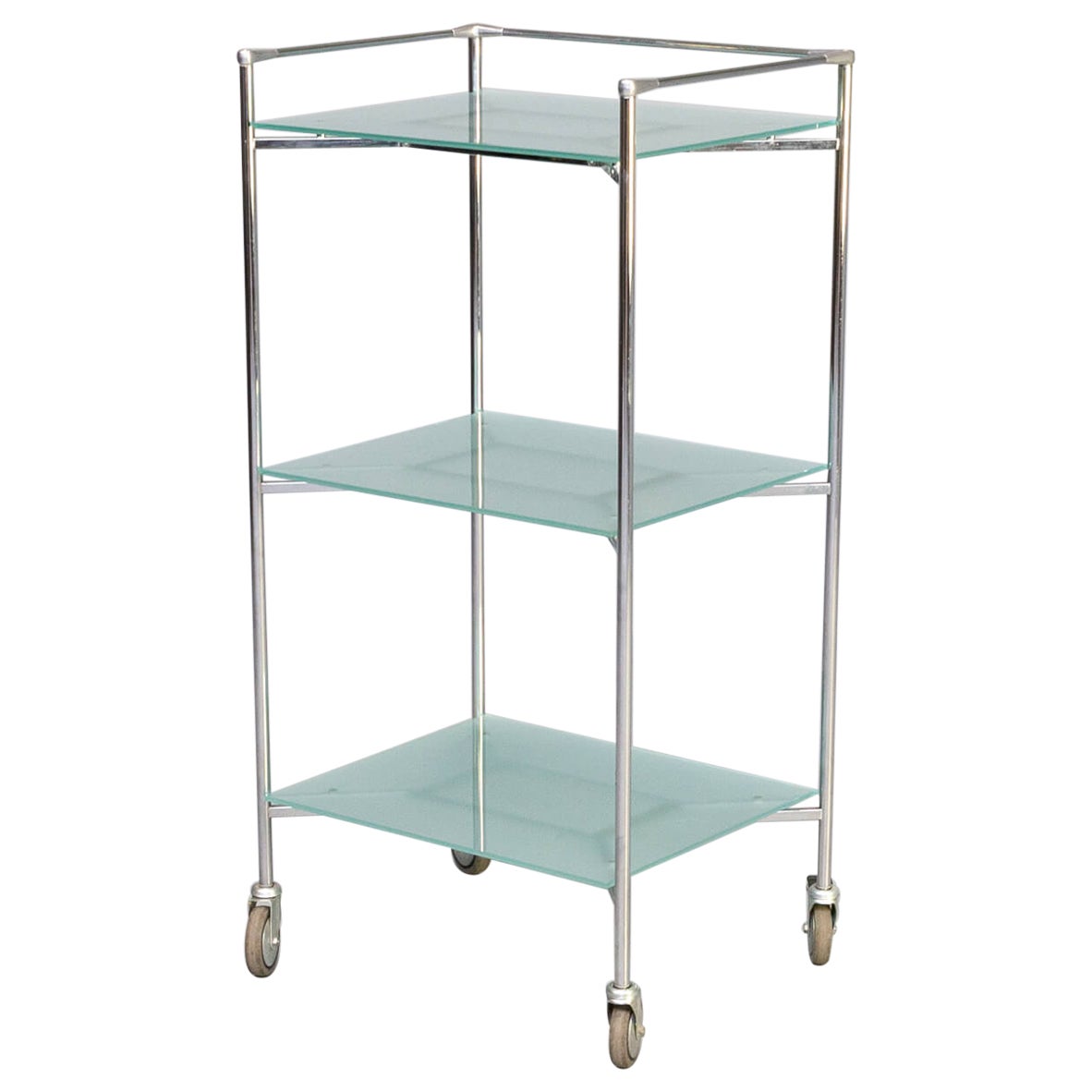 80s Postmodern Metal and Glass Serving Trolley For Sale at 1stDibs
