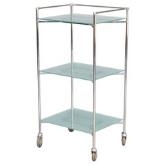 80s Three-Storey Trolley Rack Aluminium and Glass