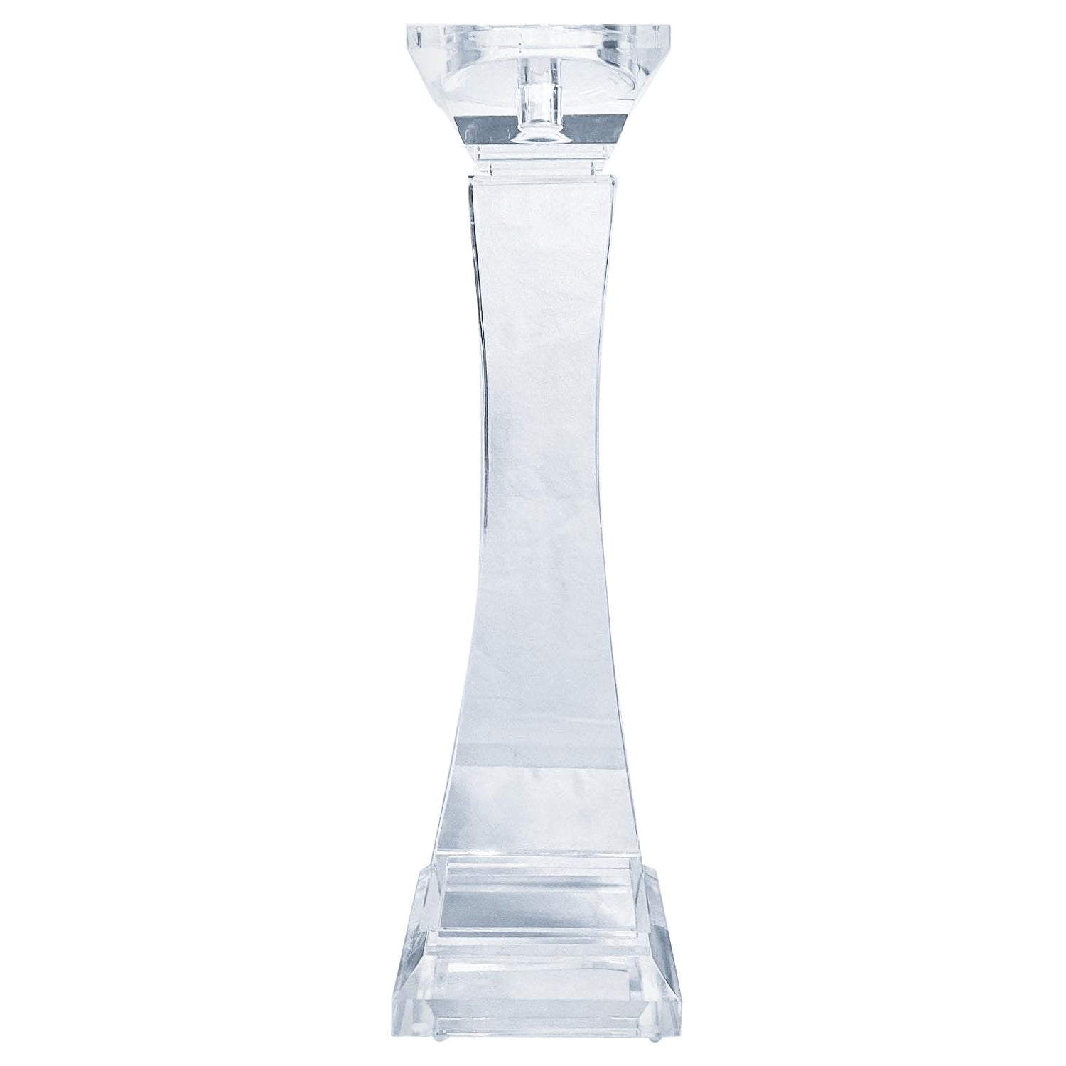 Modern 12” Tapered Solid Glass Candle Holder by Ricci Argentieri For