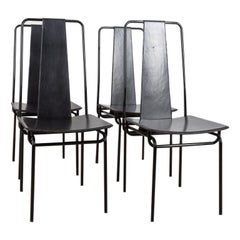 SET OF 4 CHAIRS IN LEATHER FROM THE 80s DESIGN A. DEL LAGO FOR MISURA EMME