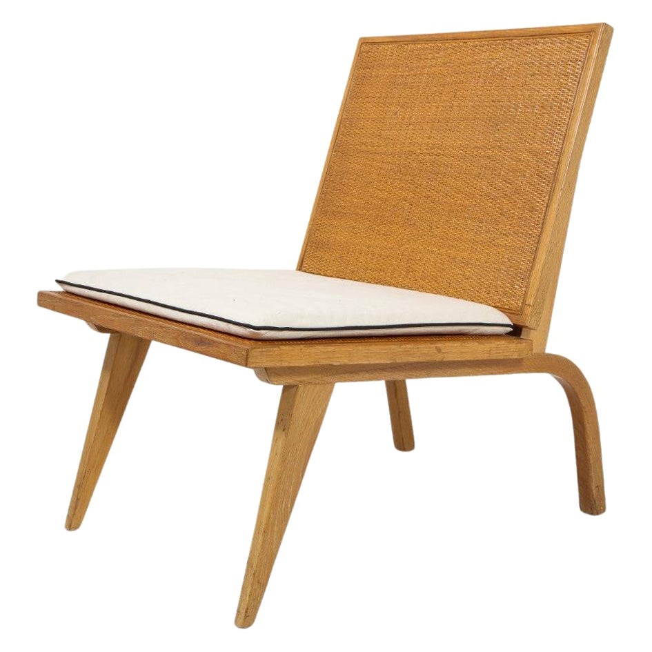 Midcentury Woven Oak Lounge Chair by Edward Durell Stone for Fulbright For Sale