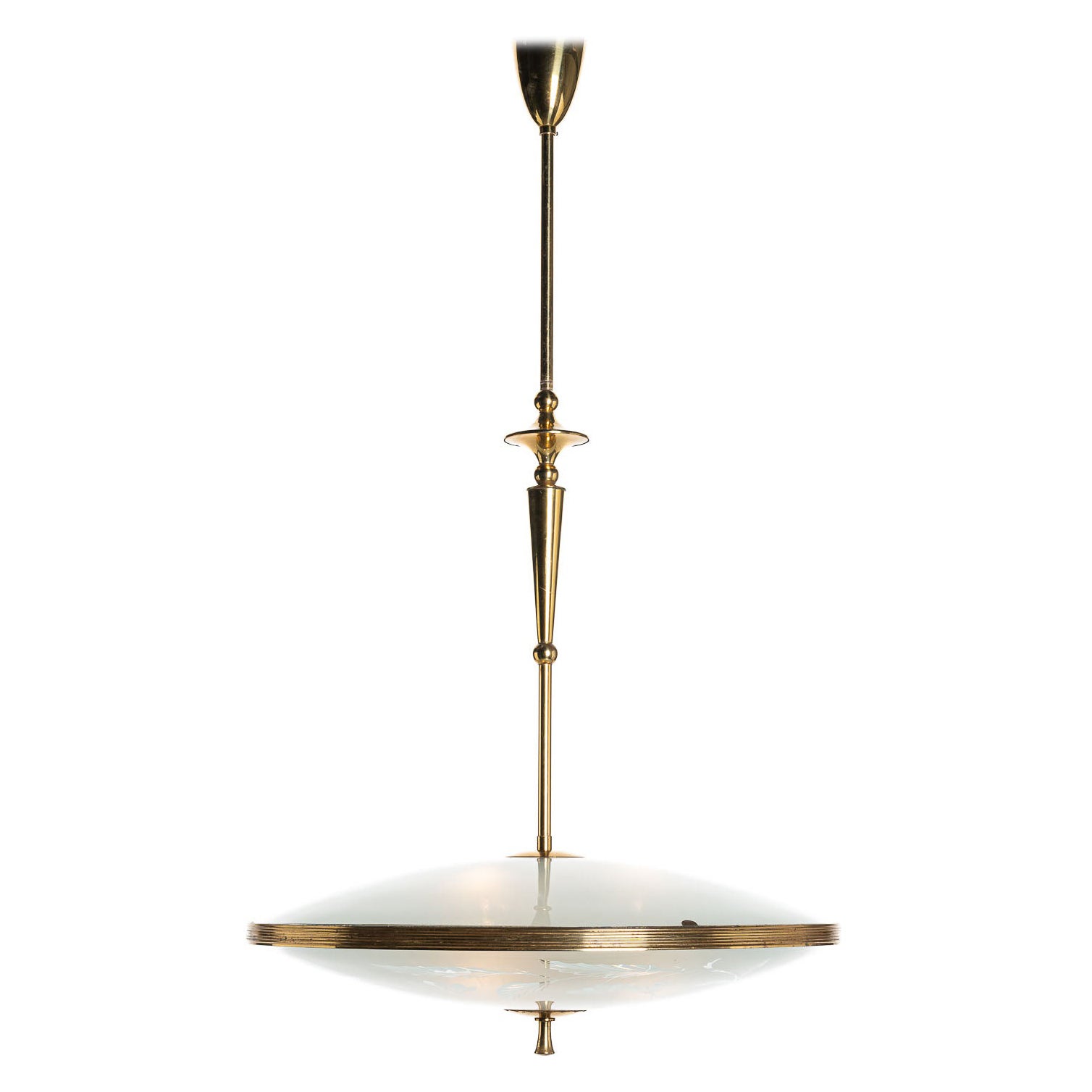 1940's Glass and Brass Pendant Attributed to Pietro Chiesa