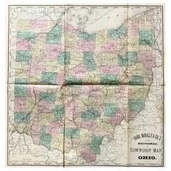 Used Hardesty, Sectional & Township Map of Ohio, Very Large
