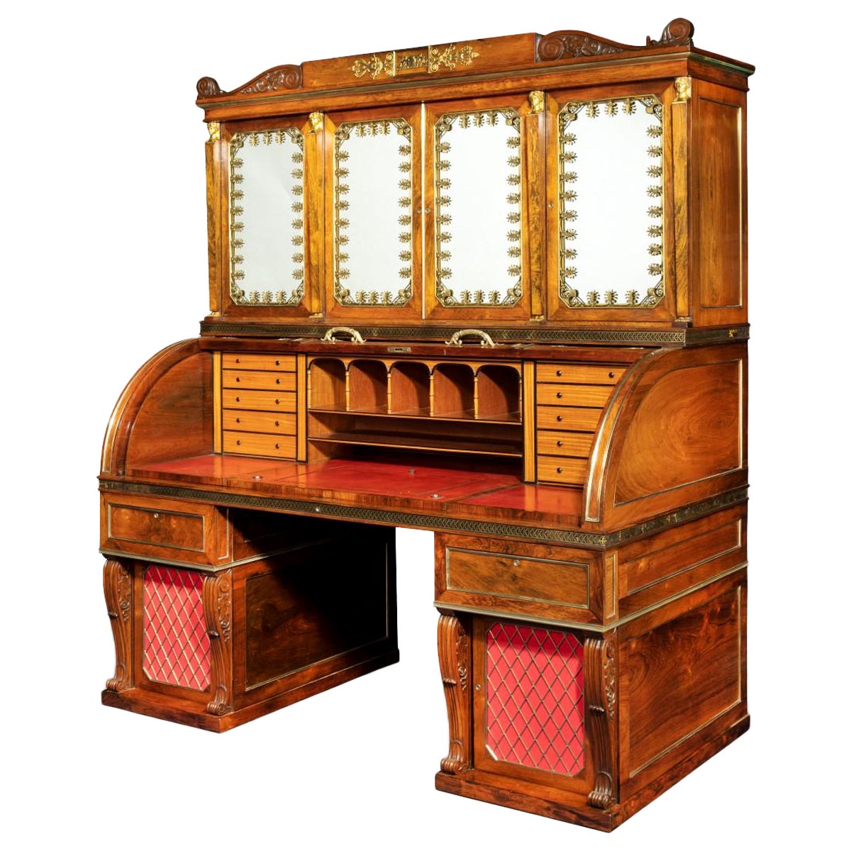 Büroschrank aus Palisanderholz im Regency-Stil mit Knieloch, Seddon und Morel zugeschrieben im Angebot