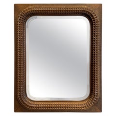 Brutalist Wood Carved Mirror by Giuseppe Rivadossi, 1970s, Italy