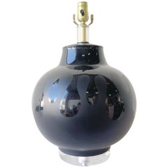 3 Way Postmodern Black Ceramic & Lucite Table Lamp