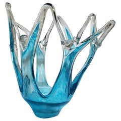 Beautiful Ombre Effect Blue Murano Glass Vase from 1970s, Italy