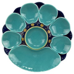 19th Century English Majolica Oyster Plate Signed Minton