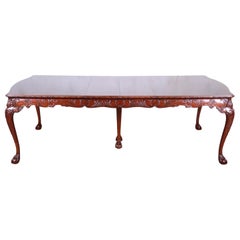 Antique Romweber Chippendale Ornate Carved Mahogany Extension Dining Table, circa 1920s
