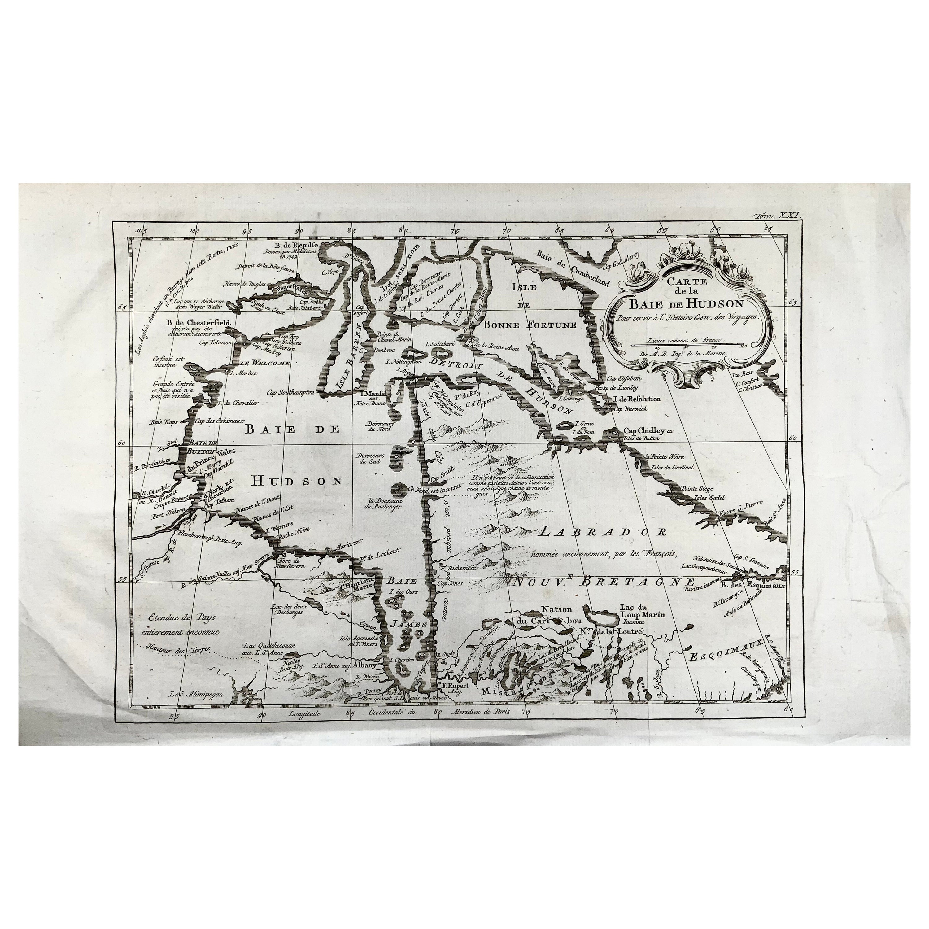 Bellin, map, Hudson Bay, Canada, James Bay, Labrador For Sale