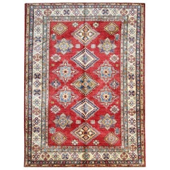 Red Oriental Geometric Rugs, Handmade Carpet Ivory Rugs for Sale