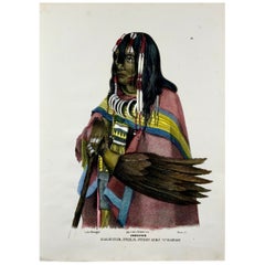 Antique Karl Bodmer, Piegan Blackfoot, Makui-Poka, folio hand coloured
