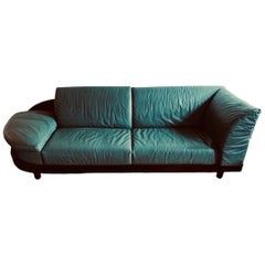 1990s Green Leather Sofa by I4 Mariani for the Pace Collection