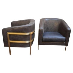 Vintage Pair of Armchairs in the Style of Milo Baughman