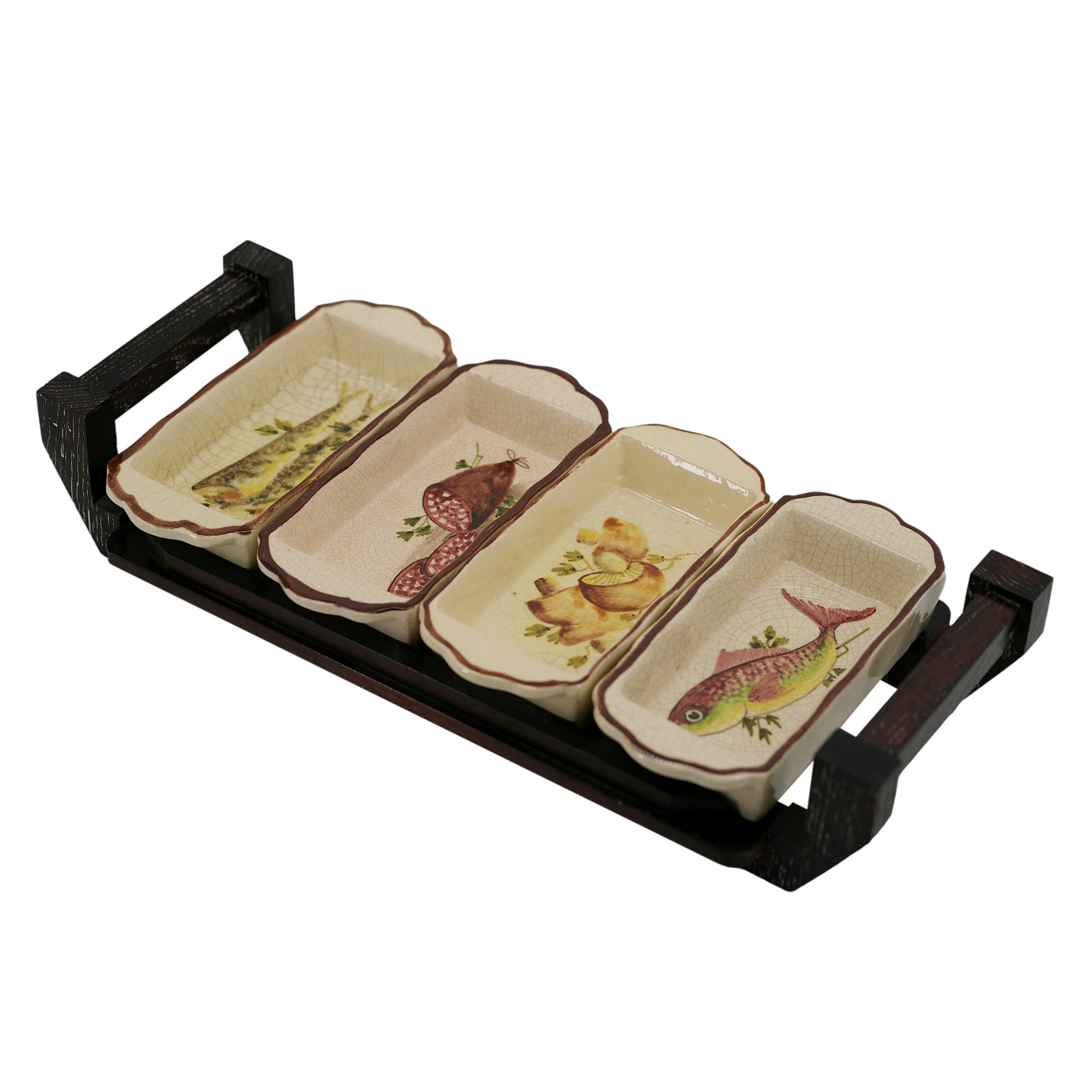 Complete Set of Ed Langbein Italian MidCentury Cantaloupe Serving