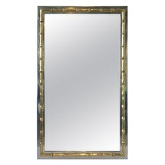 1960s Polished Steel and Brass Faux Bamboo Mirror