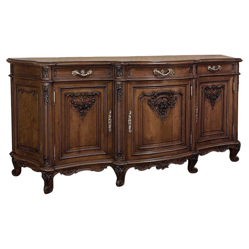 Antique French Louis XIV Serpentine Walnut Buffet For Sale