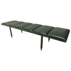 Milano Custom Metal Bench with Green Leather Seat by Adesso Imports