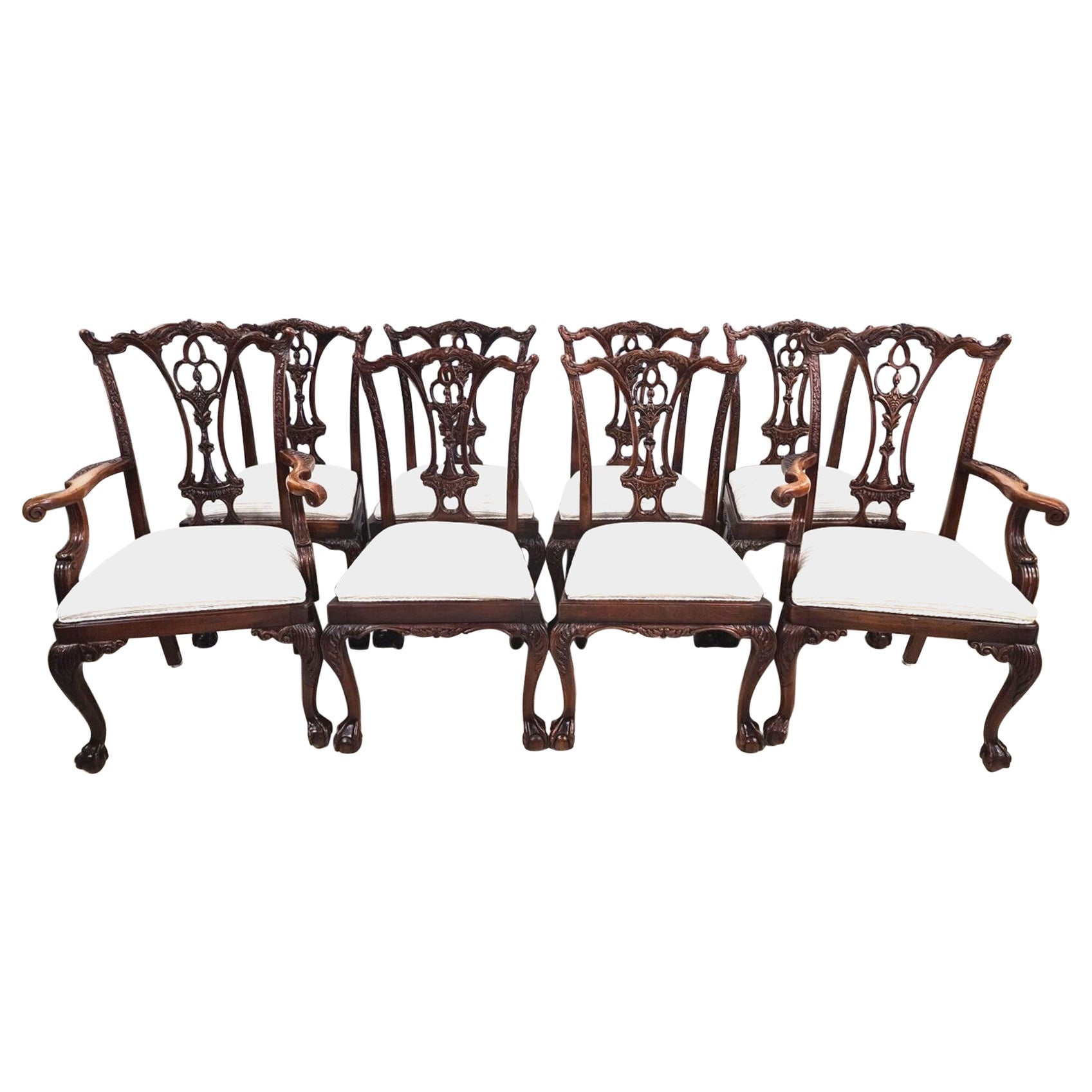 Antique Chippendale Dining Chairs Mahogany, Set of 8