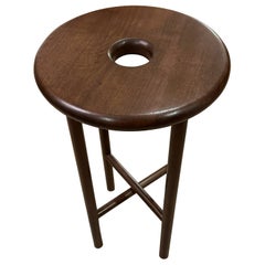 Custom Walnut Wood Round Bar Stools by Adesso Imports