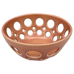 Pink Pierced Ceramic Tabletop Bowl, in Stock