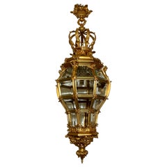 Antique 19th Century French Chateau Gold Bronze "Versailles" Model Lantern