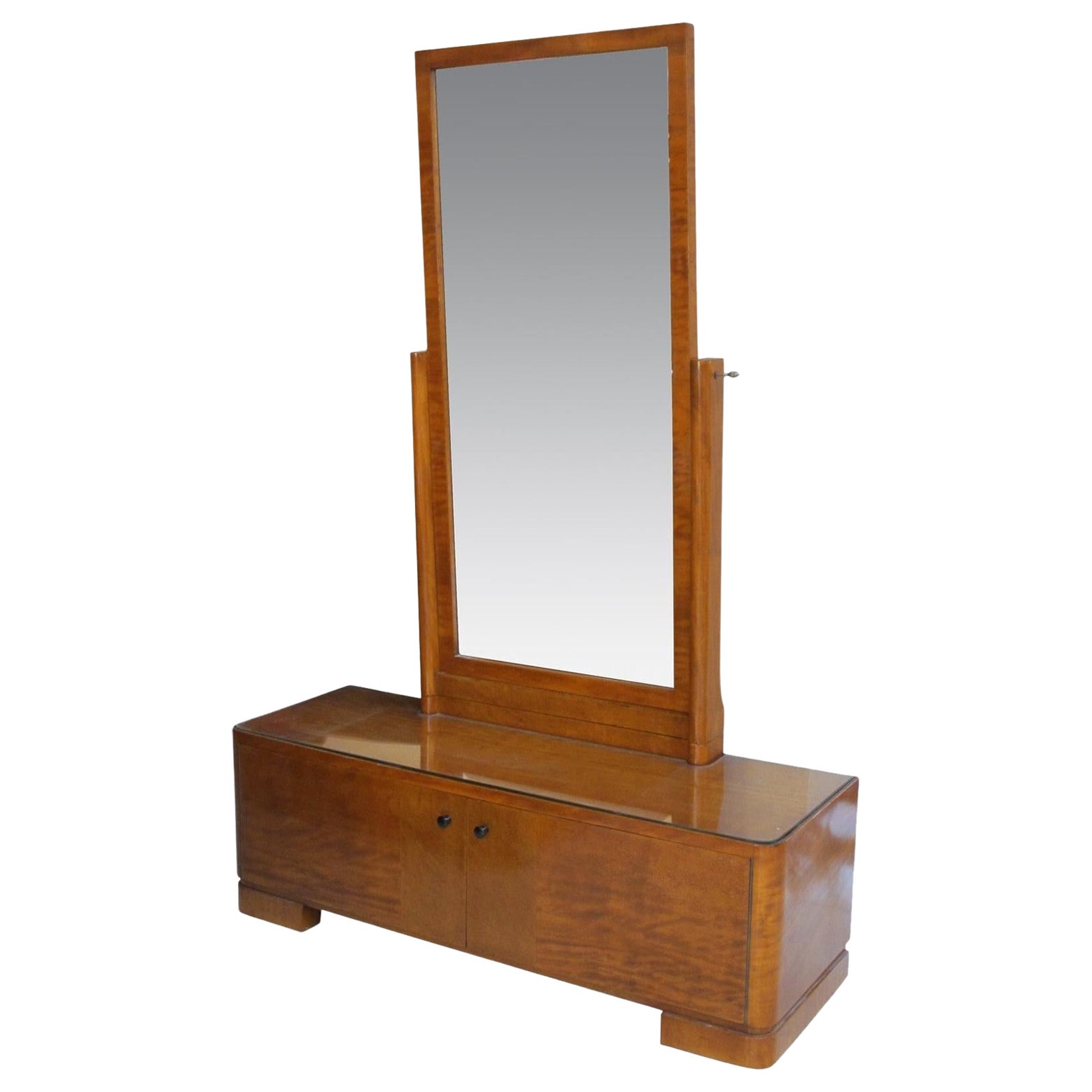 Miroir Art Déco, 1920, français, bois et miroir étroit en vente