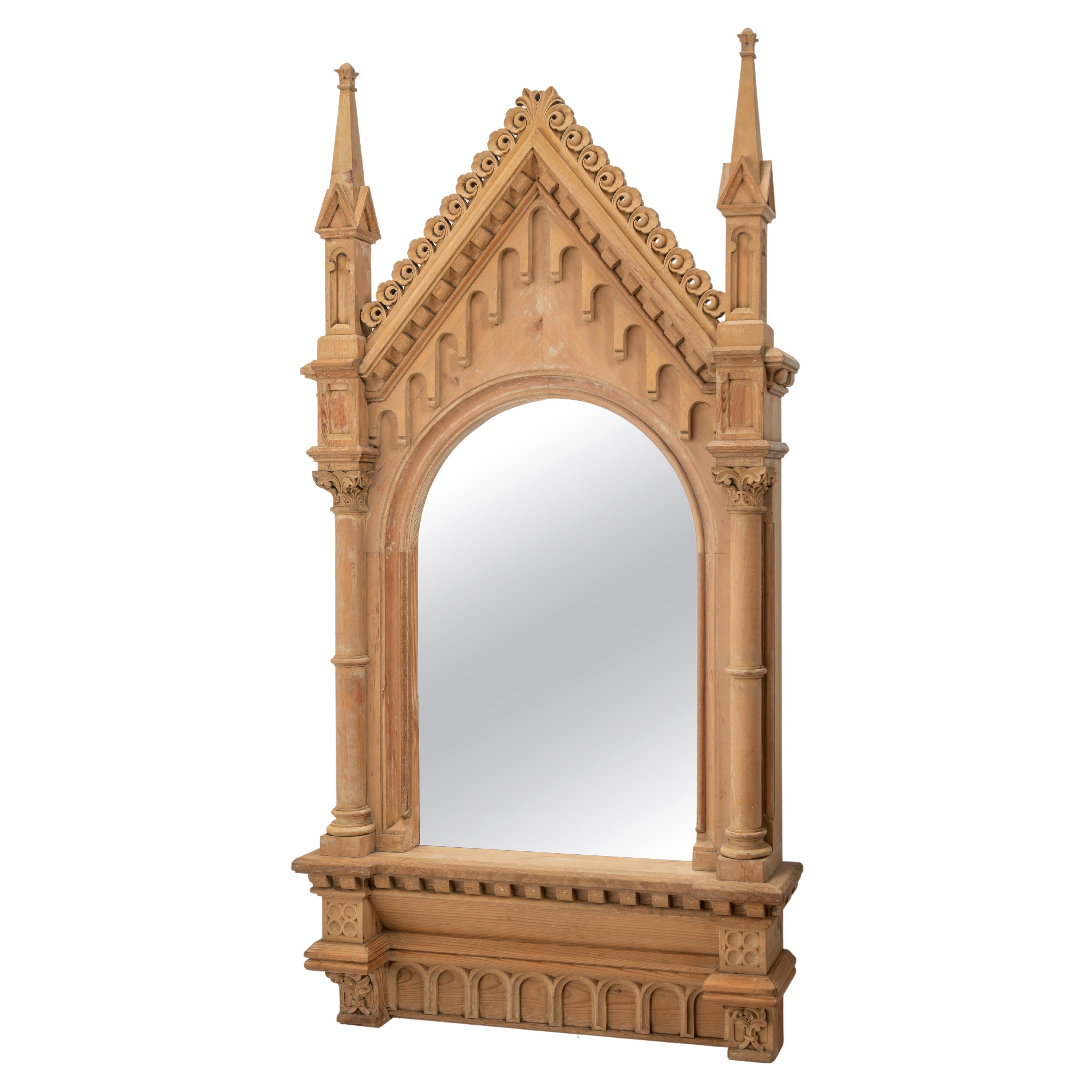 French Gothic Pine Mirror