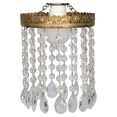 Antique French Ormolu & Crystals Electrolier Chandelier Light Shade, circa 1920