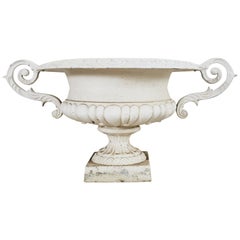 Large Neoclassical Style Painted Cast Iron Garden Urn