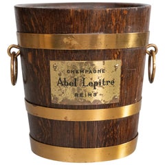 1930s French Oak & Brass Coopered Barrel Wine Cooler Champagne Ice Bucket