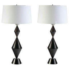 Gunmetal Patinated Brass Conical Lamps