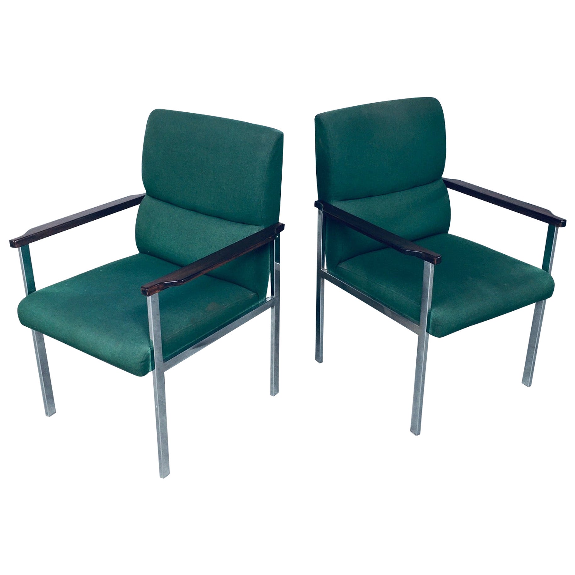Midcentury Modern Design Pair of Office Arm Chairs by Brune, Germany 1960's For Sale