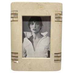 Maitland Smith Tessellated Travertine Pearl Brass Picture or Photo Frame, 1990s