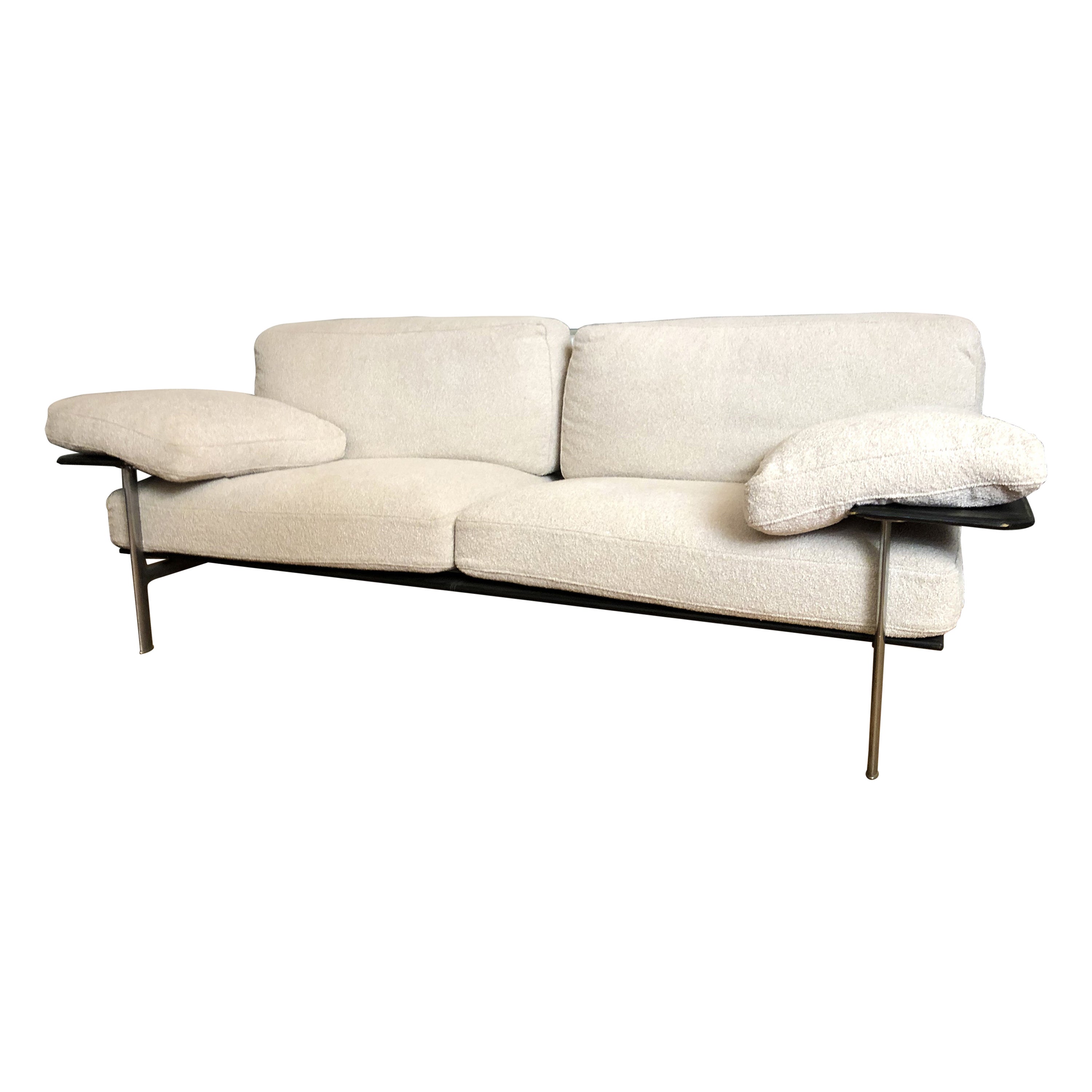 Diesis Sofa von Antonio Citterio für B&B Italia Zweisitzer mit weißem Bouclè-Stoff