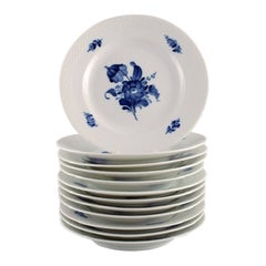 Twelve Royal Copenhagen Blue Flower Braided Lunch Plates